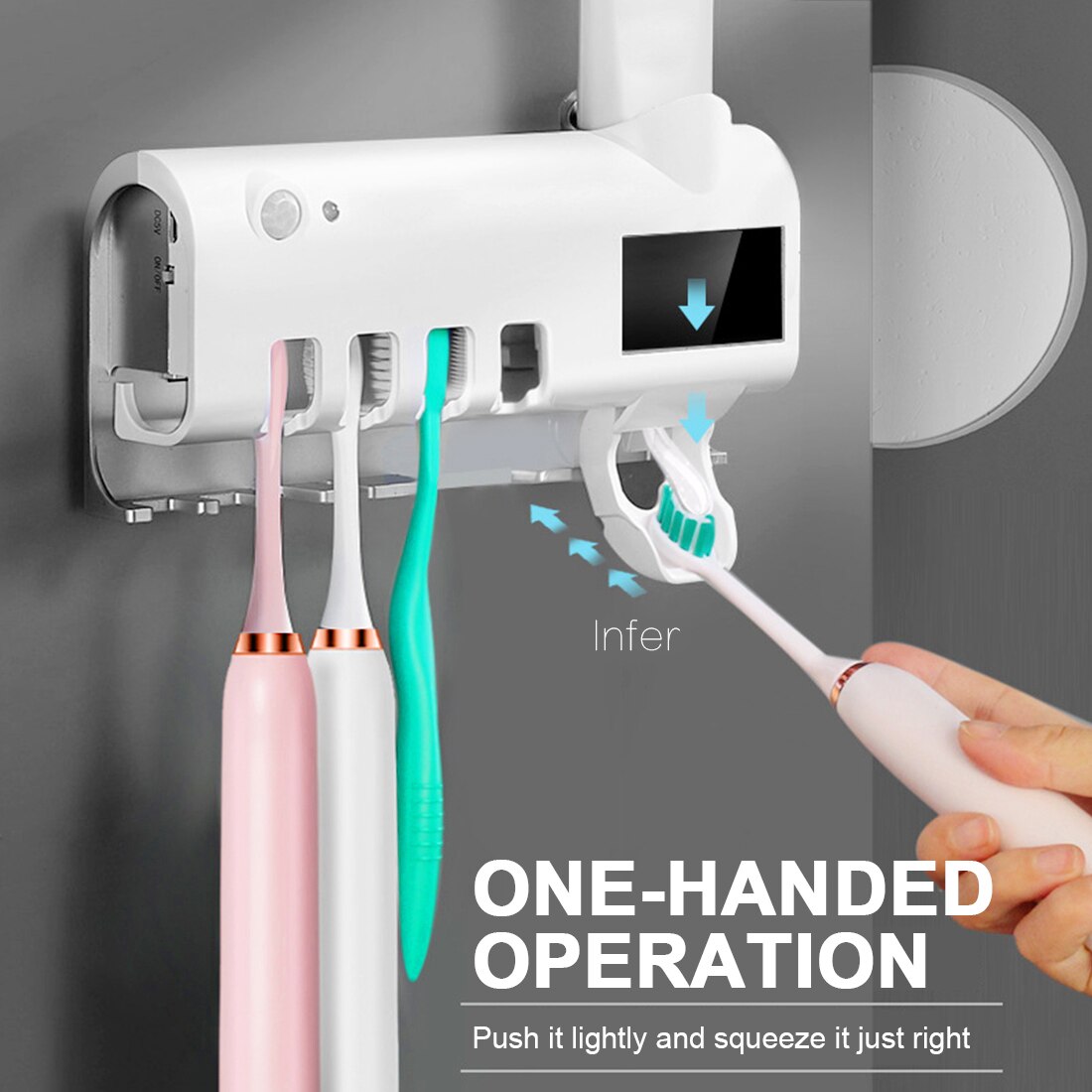 3 In 1 UV Toothbrush Sterilizer Toothbrush Holder Automatic Toothpaste Squeezer Dispenser Photocatalyst Toothpaste Holder
