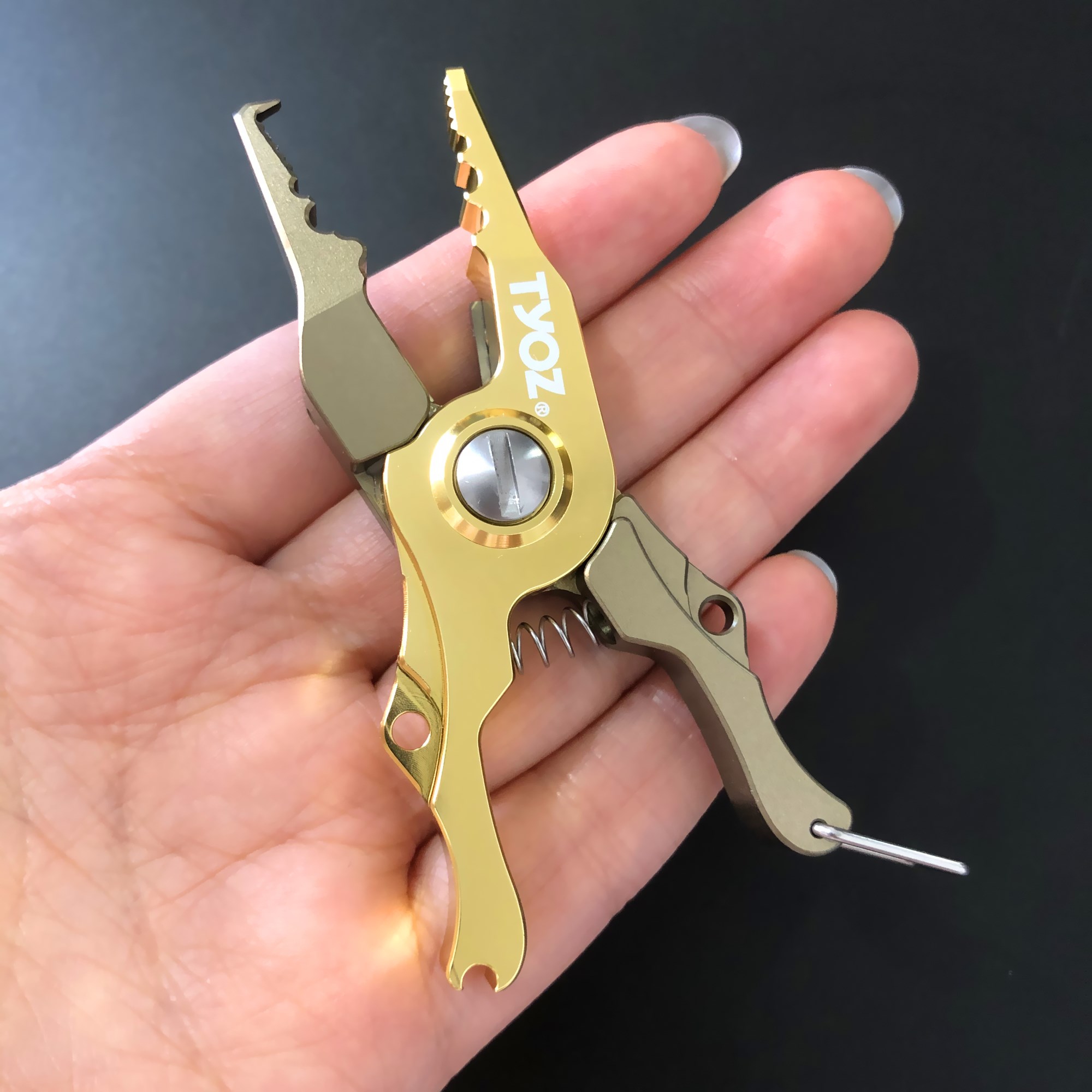 Mini Aluminium Legierung Angeln Zangen Griff einstellen Angelgerät Haken Erholen Cutter Linie Teilt Ring Angeln Werkzeug: TYOZ golden