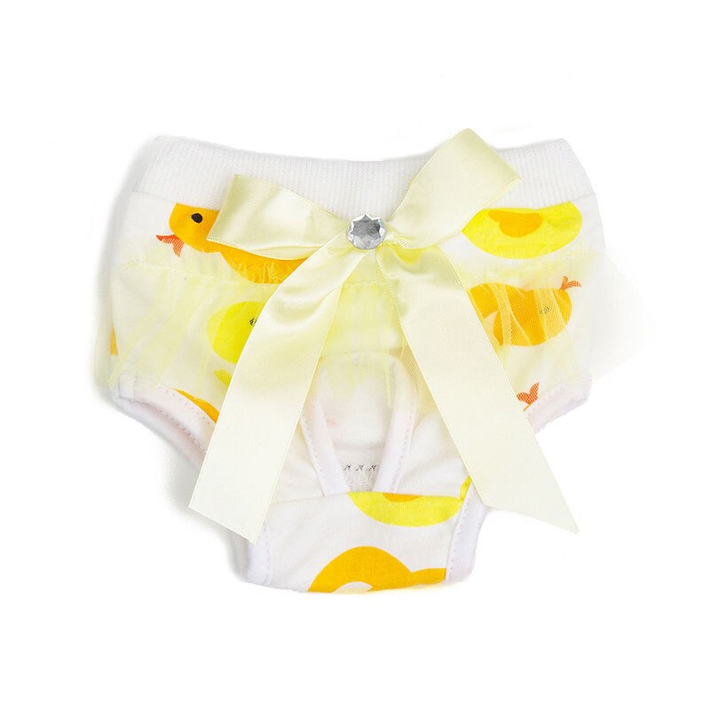 Bow rayé Pet physiologique pantalon pour femme petit chien chien chiot lavable Durable chien couches couche courte sous-vêtement pour animaux de compagnie: YELLOW / L