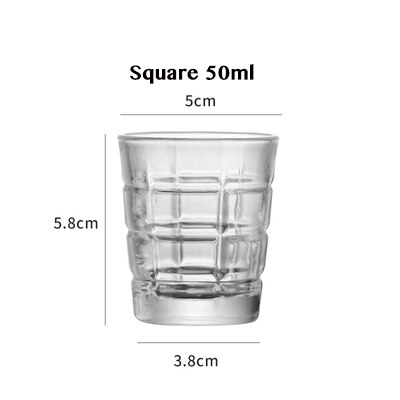 50ml shotglass, whisky shotglass, mini glass kopper til likør, doble sideglass, tequila kopper små glass skudd kopper: Kvadrat 50ml