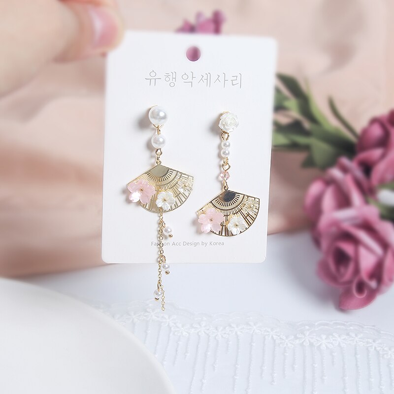 MWSONYA Neue Koreanische Luxus Bunte Schmetterling Blumen Rhienstone Quaste Baumeln Ohrringe für Frauen Waterdrop Partei Schmuck: 2 Fan Blume