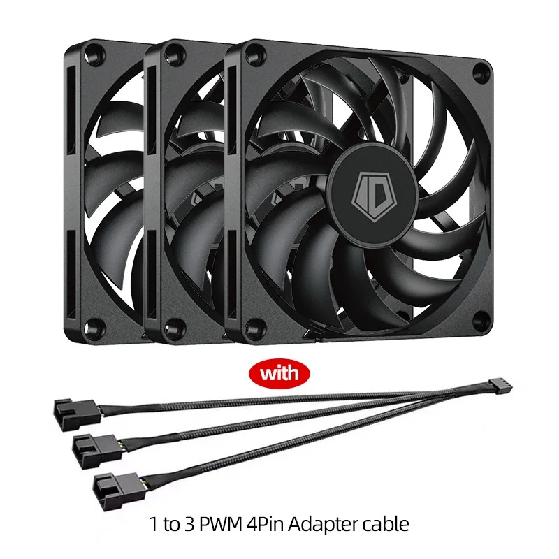 ID-COOLING NO-8010-PWM Case Fan 80mm 4Pin PWM Ultra-Thin CPU Cooling Fan 800-3000RPM Hydraulic Bearing PC Computer Ventilator: Blue