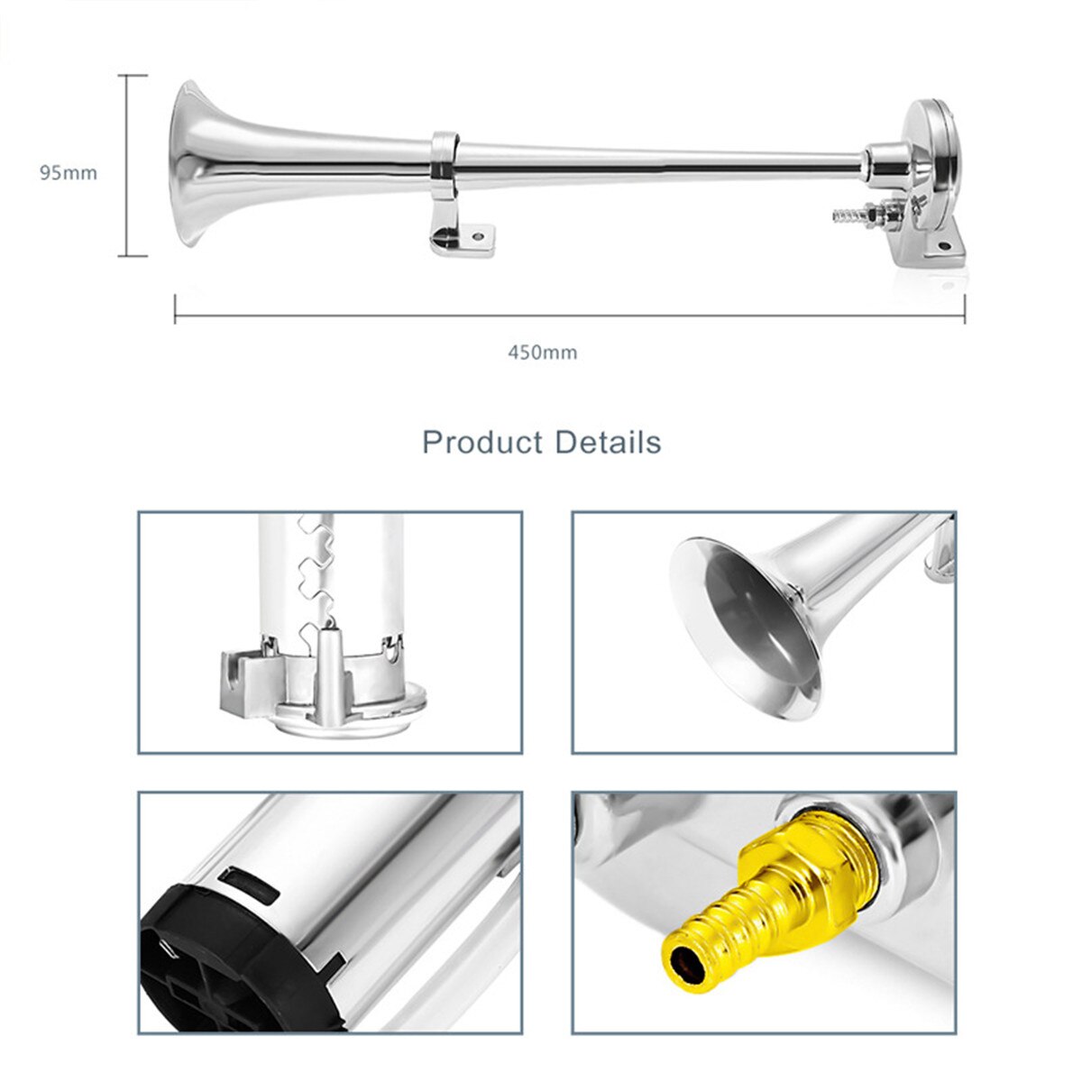 12V Universal Super Loud Air Horn Kit Car Horn Speaker Compressor 17 inch for Truck Boat Train Motorcycle