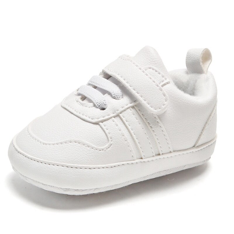 Småbørn sko vinter børn baby drenge sko hvide småbørn første vandrere børn pu læder sko: B / 7-12 måneder