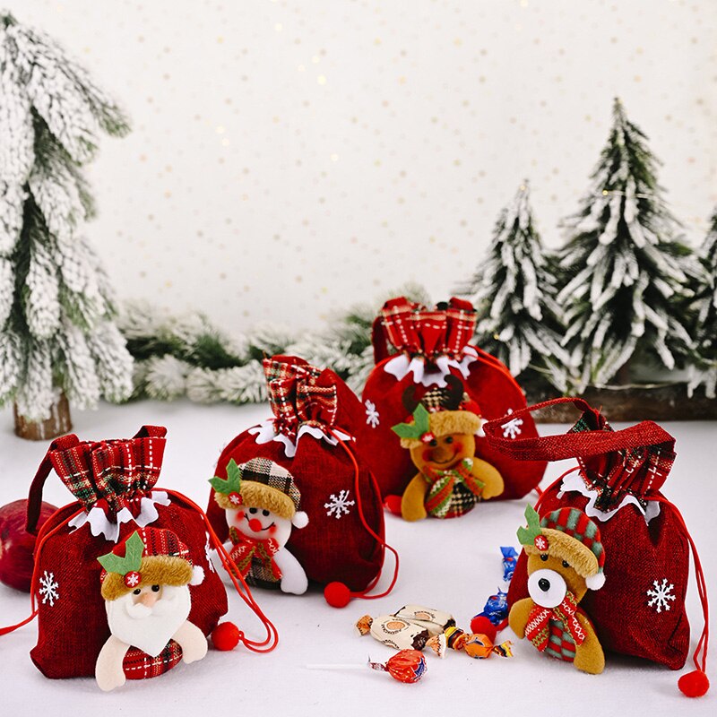 Julepose gammel mand snemand bærer slikpose hjem opbevaring festartikler  tp899