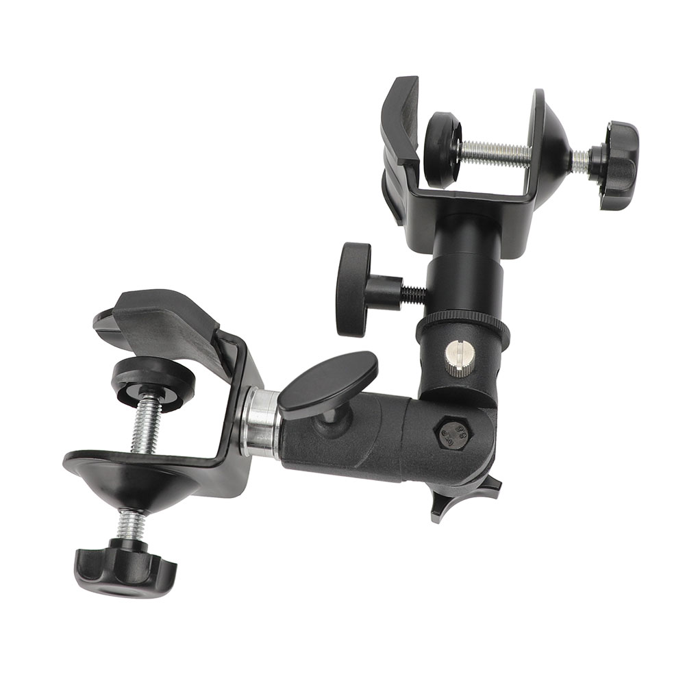 KIMRIG Double Metal Super Clamp Articulating Magic Arm Clip With Umbrella Holder Light Stand For Umbrella Monitor LED Light