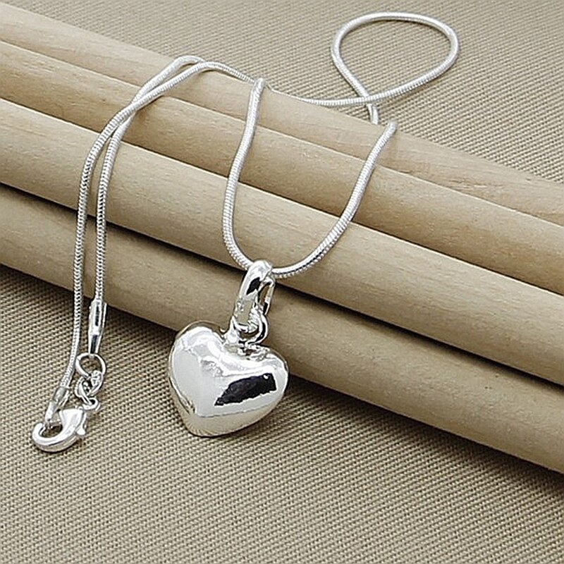 Zilveren Ketting 925 Sterling Zilveren Hart-Vorm Kleine Hanger Kettingen Voor Vrouwen Valentijnsdag Cadeau