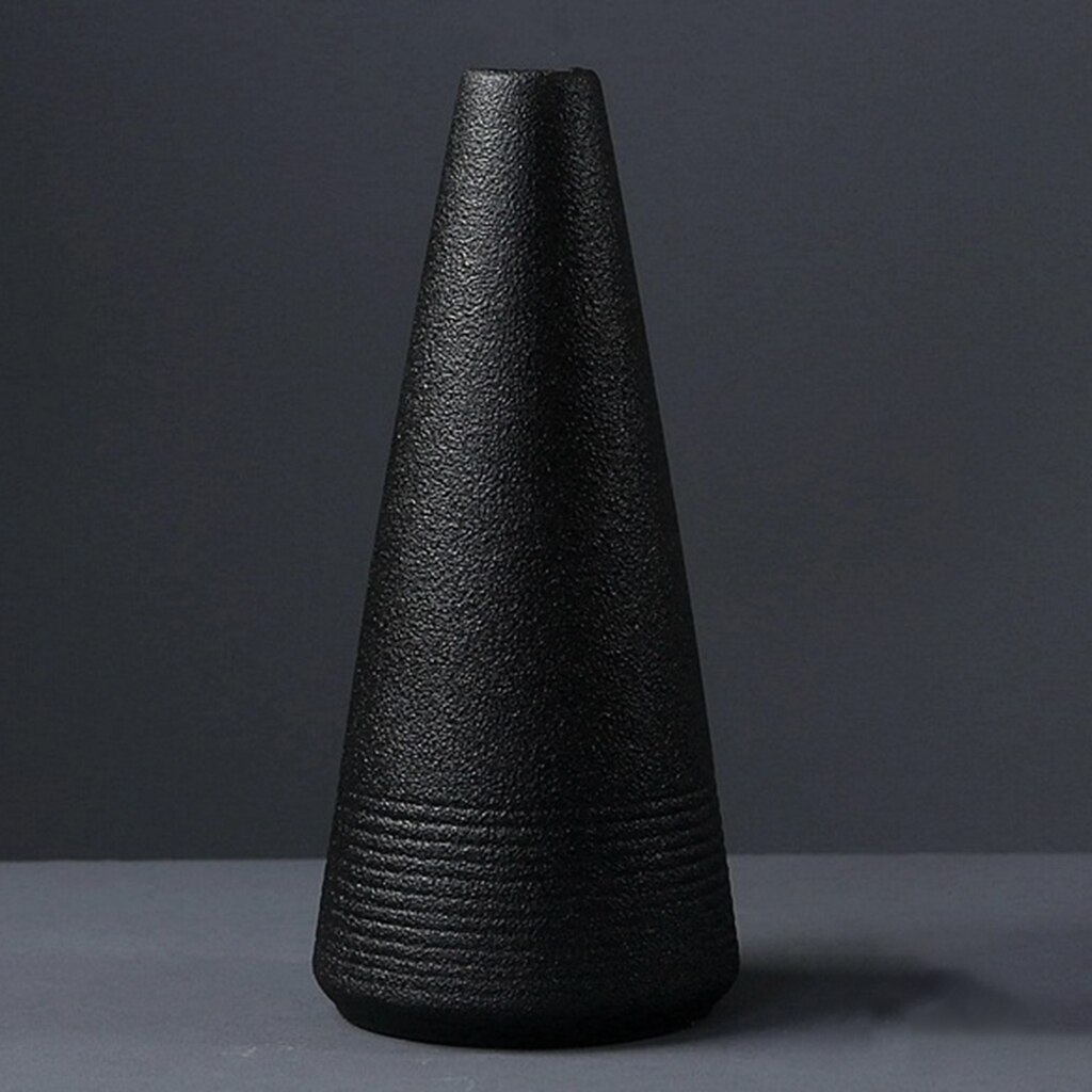 Black Ceramic Vase Modern Flower Vase Pottery Desktop Decorative Planter Pot for Home Garden Decoration: H