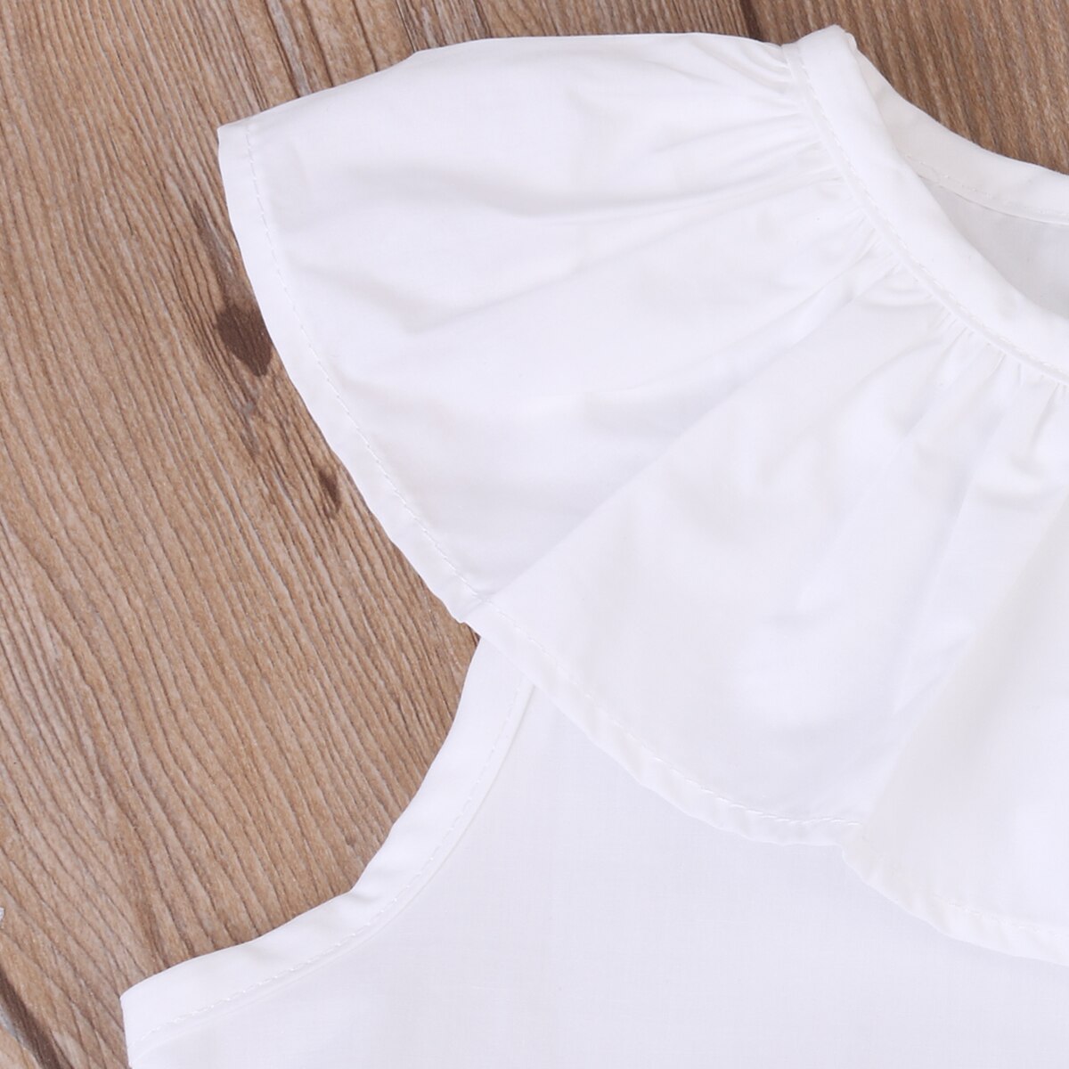 Toddler børn piger sommer prinsesse flæse krave korte ærmer toppe t-shirt 0-3t