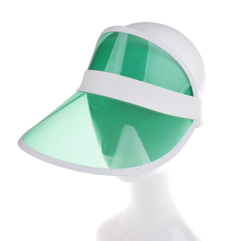 Zomer Pvc Hoed Effen Zonneklep Party Casual Hoed Clear Plastic Volwassen Vrouwen Dames Zonnebrandcrème Cap: green