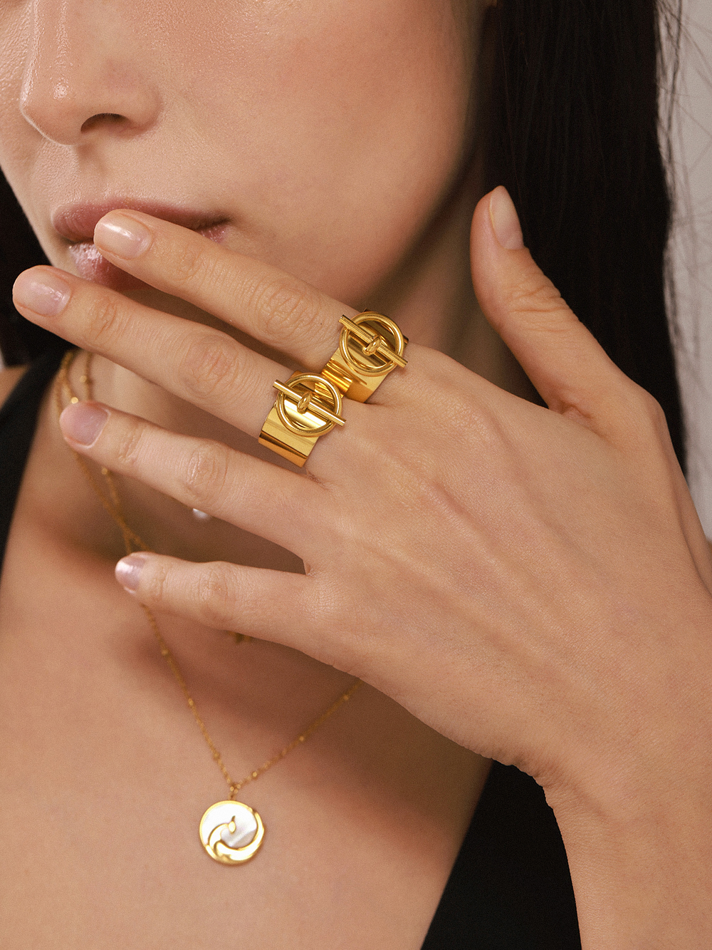 Anillos de acero inoxidable ajustables para mujer, anillo abierto Punk chapado en oro de 18K, accesorios de joyería de , para parejas