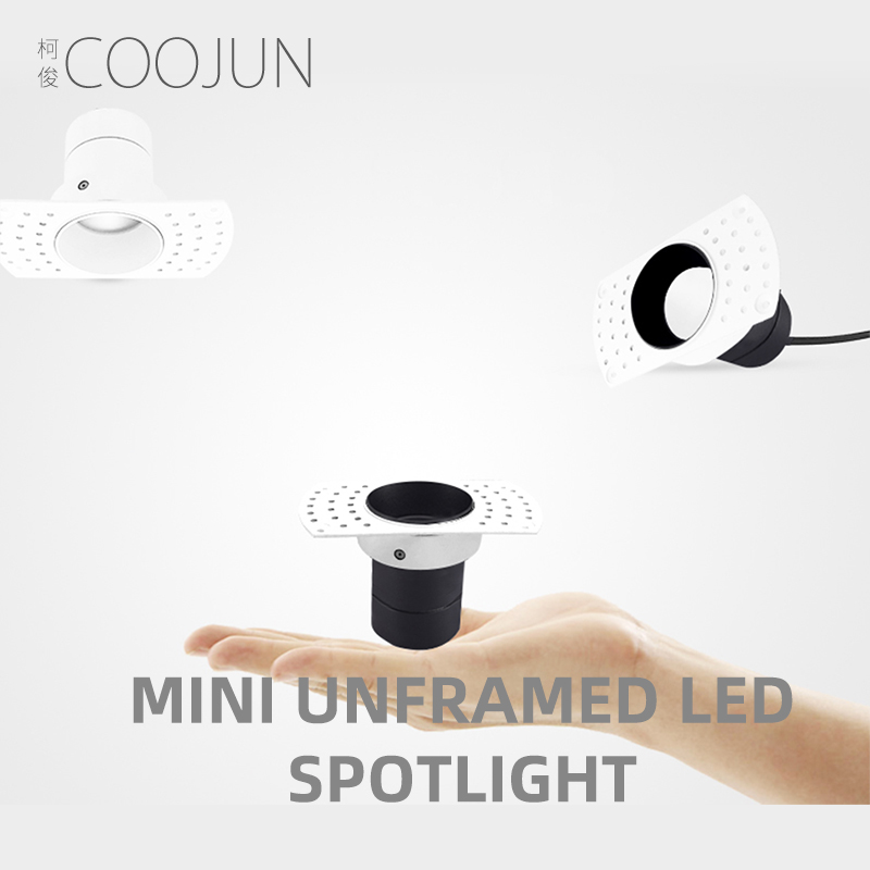 Coojun Led Randloos Downlight 5W Ingebed Plafondlamp Frame Naadloze Cree Cob Cri Ra 93 Muur Wassen Mini Spotlight indoor Lamp