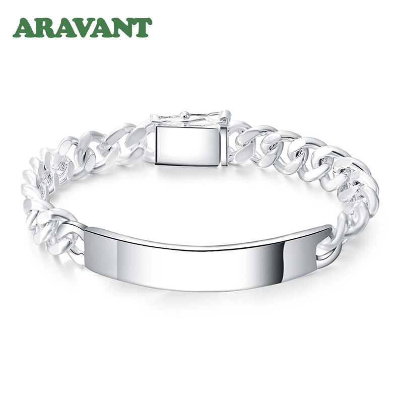 925 pulseira de prata estilo punk 10mm pulseiras laterais pulseiras para homens jóias de moda