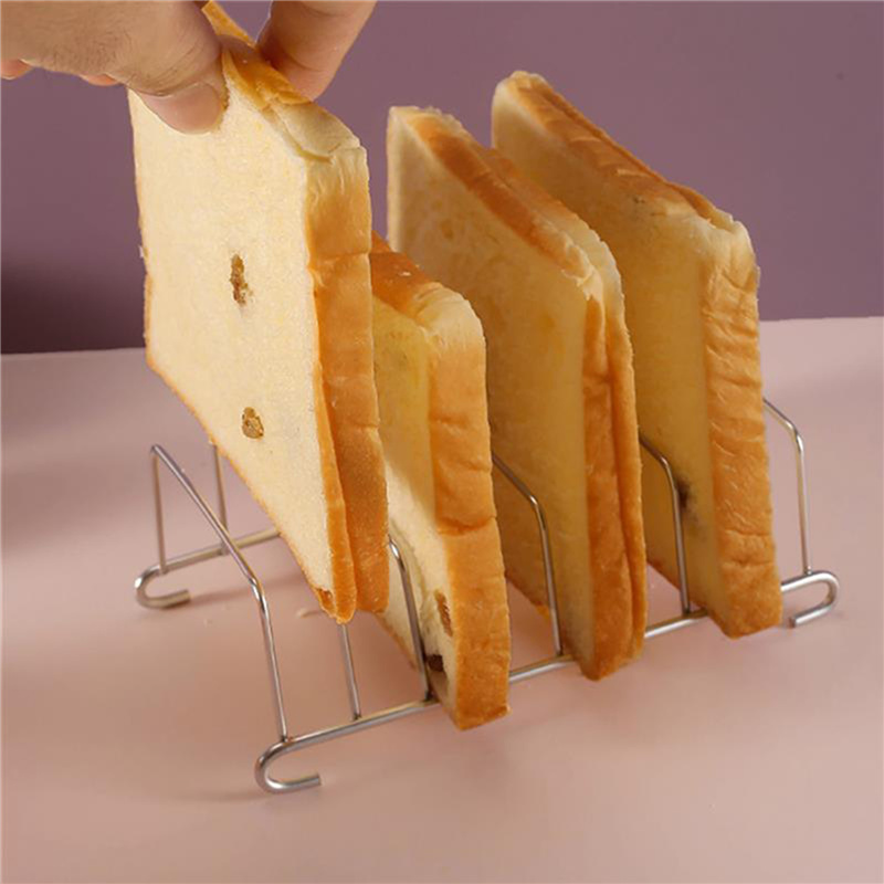 Roestvrijstalen Toast En Broodrek 8 Sleuven Rechthoek Food Display Tool Voor Lucht Friteuse Accessoires Restaurant Home Broodhouder
