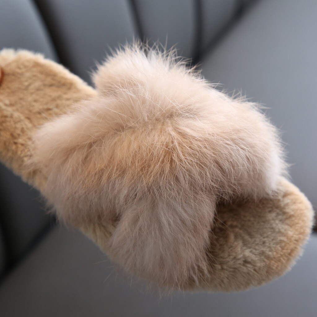 Peuter Kids Baby Meisjes Slippers Bont Slides Schoenen Cross Band Zachte Pluche Fleece Huis/outdoor Warme Thuis Slipper Kinderen kapcie