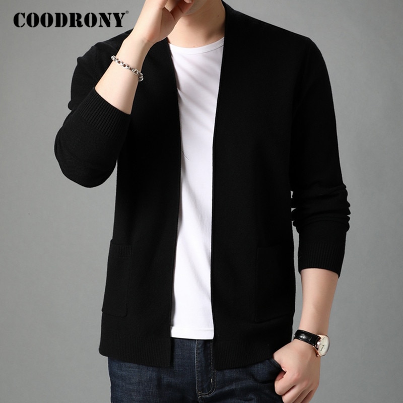 COODRONY-cárdigans de lana suave para hombre, cárdigans a la de , cárdigans de bolsillo C1115, otoño e invierno, novedad de