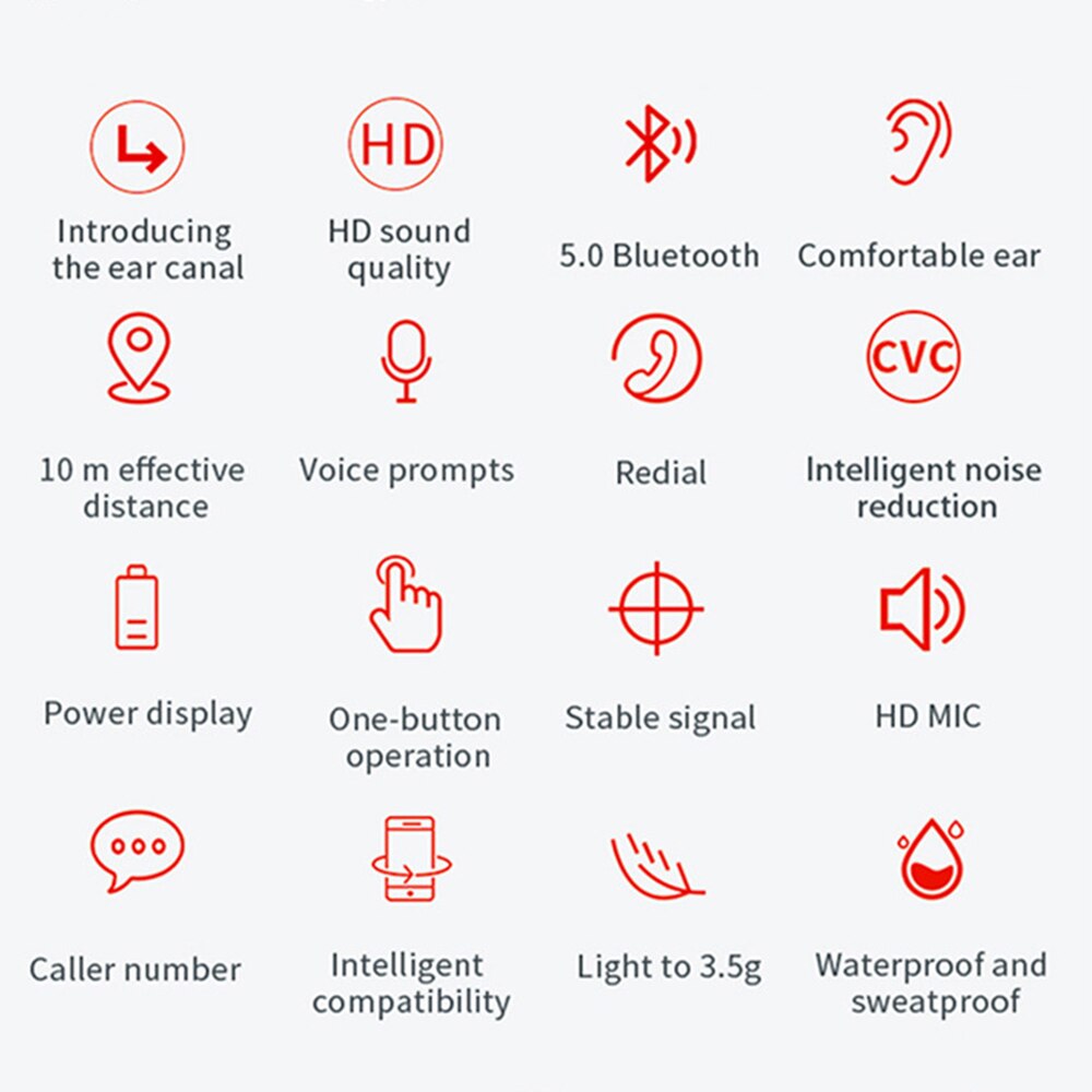 Tating Voor Android Draadloze Bluetooth Oortelefoon Lange Batterij Hd Stereo Tws Bluetooth Oortelefoon BT5.0 Draadloze Oordopjes