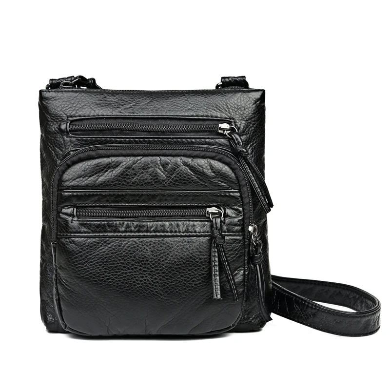 Women Bag Purses Flap Coin Purse Multi-Layer Casual Shoulder Bag PU Leather Women Luxury Shoulder Messenger Girl Crossbody Bags: black
