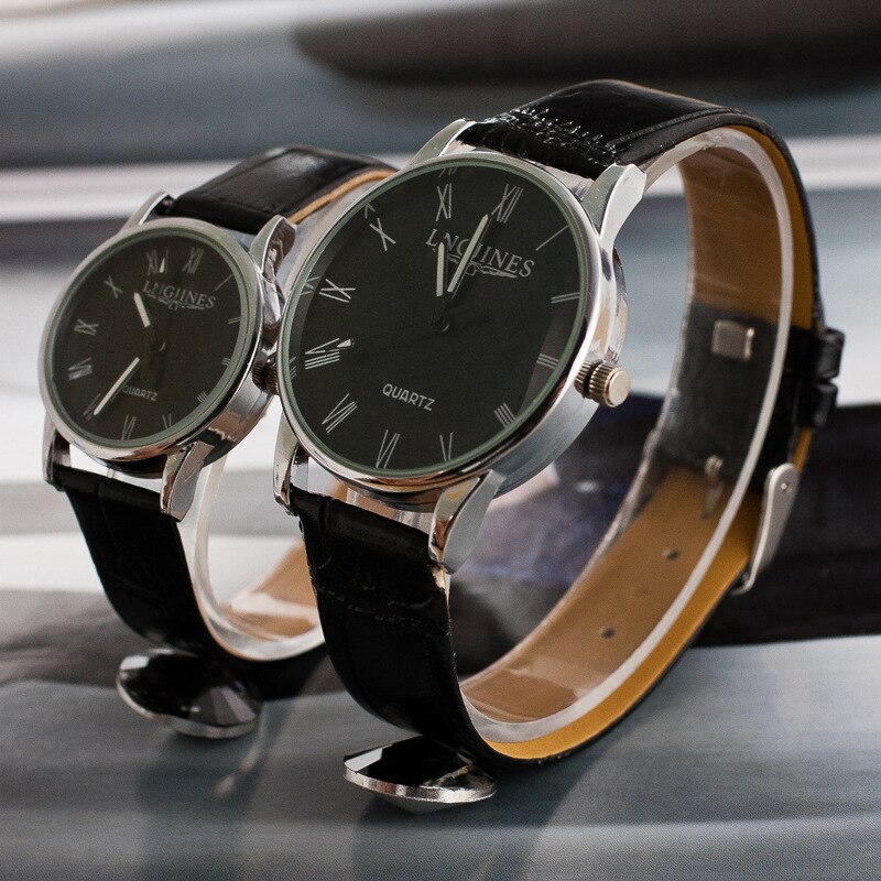 1 Pcs Stylish Waterproof Couple Quartz Watch Leather Strap Sports Watch Convenient Couple Watch With box