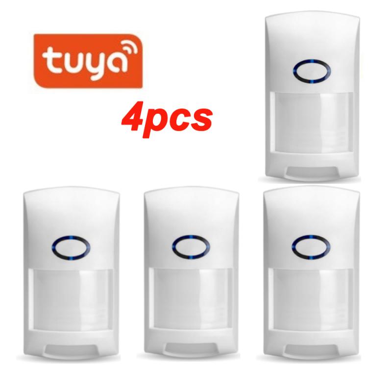 Tuya Smart PIR Motion Sensor Infrared Detector Security Burglar Alarm Indoor Home Security Smart Home Smart Human Body Sensors: 4pcs