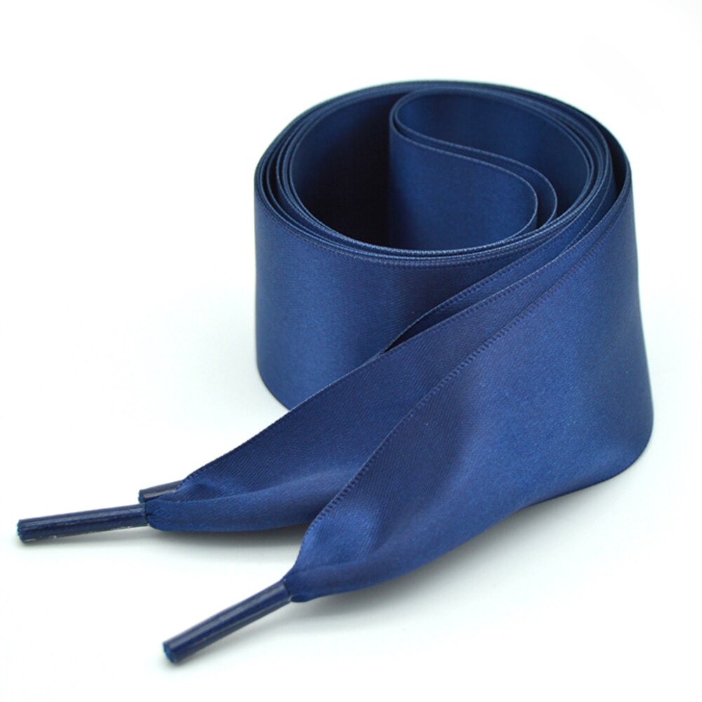 1 Paar 2Cm Breedte 80Cm Platte Satijn Zijde Lint Schoenveters Polyester Veters Sneaker Sport Schoenen Lace Strings: Navy / 80cm