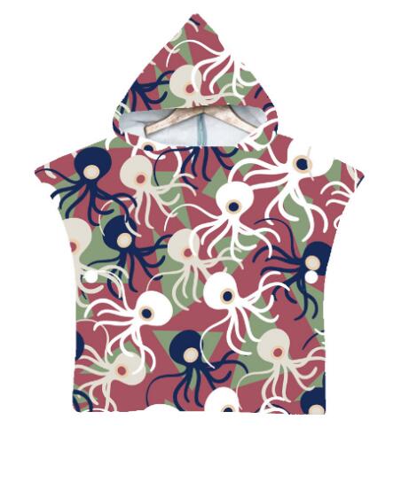 Children Microfiber Beach Cloak Towel Kids Octopus Pattern Cartoon Hooded Bath Towel For Baby Poncho Towel Swim Changing Robe: 1