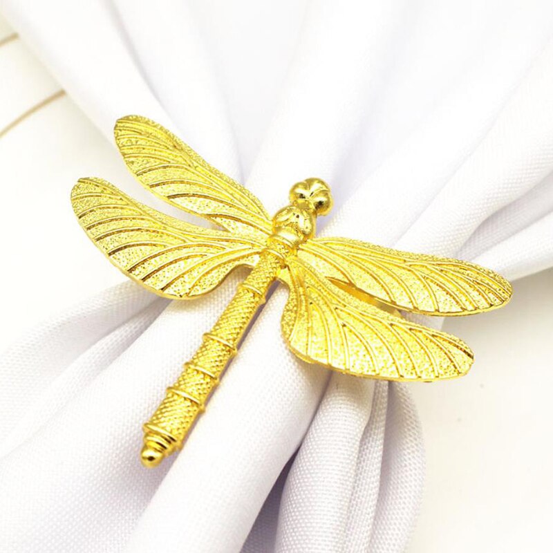 1Pc Dragonfly Servet Ring Diy Hotel Bruiloft Banket Tafel Display Metalen Servet Gesp Kerst Decoratie