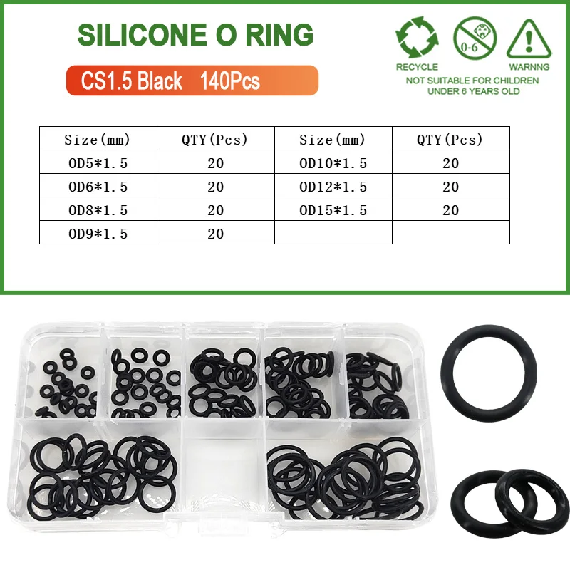 Silicone Seal Rings Set Pressure Washer Spacer Rubber O-ring Plumbing Gasket Oil Resistant nbr O Ring High Temperature Oring Kit: Silver