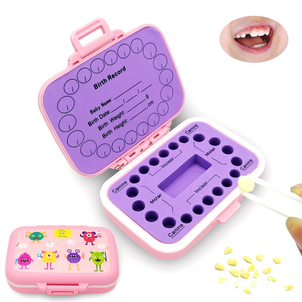 Baby Teeth Keepsake Box PP Tooth Fairy Boxes Kids Tooth Storage Holder Organizer Cute Children Tooth Fetal Hair Container: Pink