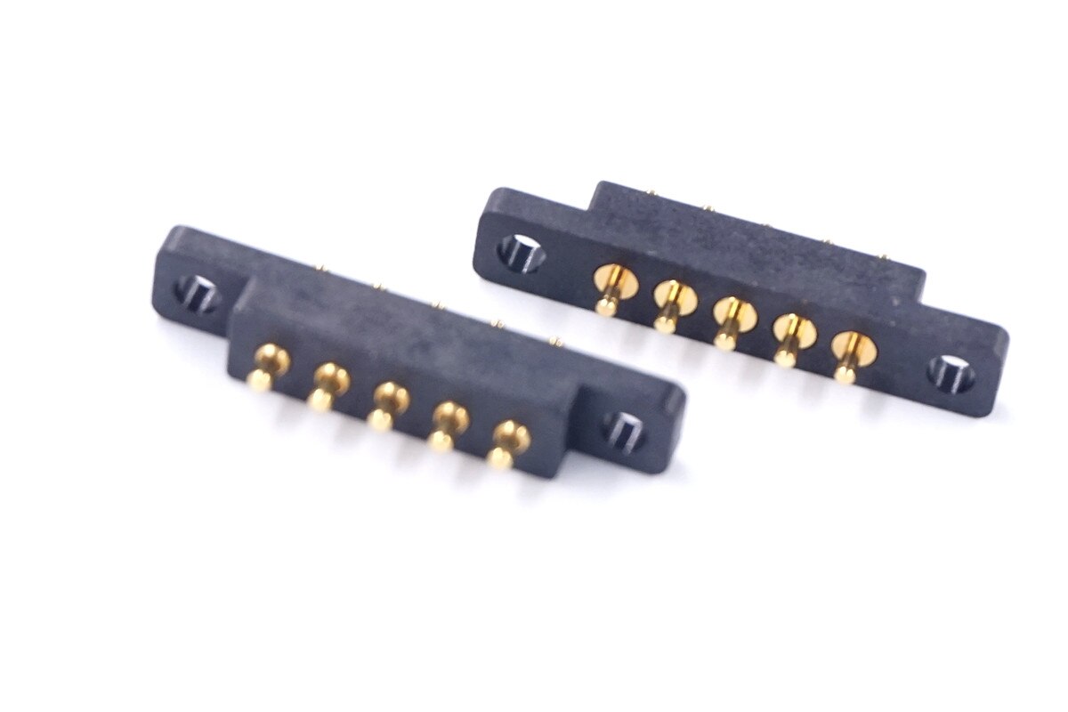 POGO PIN Spring Pin Connector 5P 2.54 Mm Male and Female Socket Plug-in Board with Screw Hole Installation