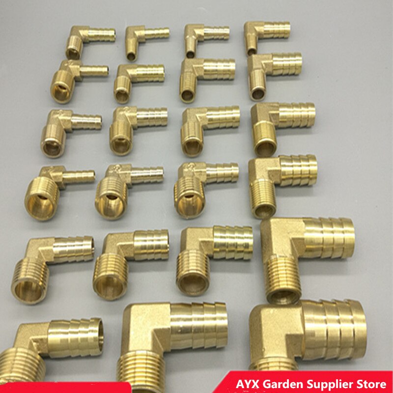Messing Hose Barb Fitting Elleboog 6Mm 8Mm 10Mm 12Mm 16Mm 1/4 1/8 1/2 3/8 &quot;Buitendraad Prikkeldraad Koppeling Connector Joint Adapter