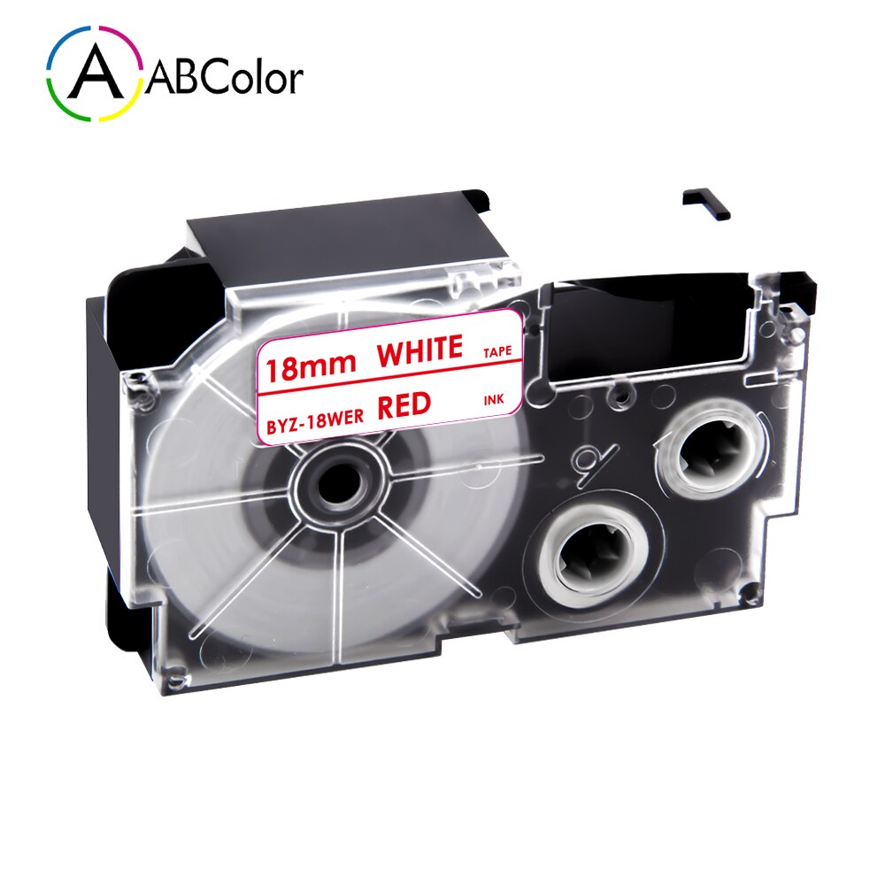 16 Colors XR-18X XR-18WE Labels For CASIO 18mm XR-18X XR-18YW Tape Label Cartridges For CASIO KL-130 KL-120 KL-430 Label Maker: Red on White