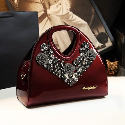 spring dumpling bag leather shoulder Messenger bag female middle-aged mother bag: Burgundy