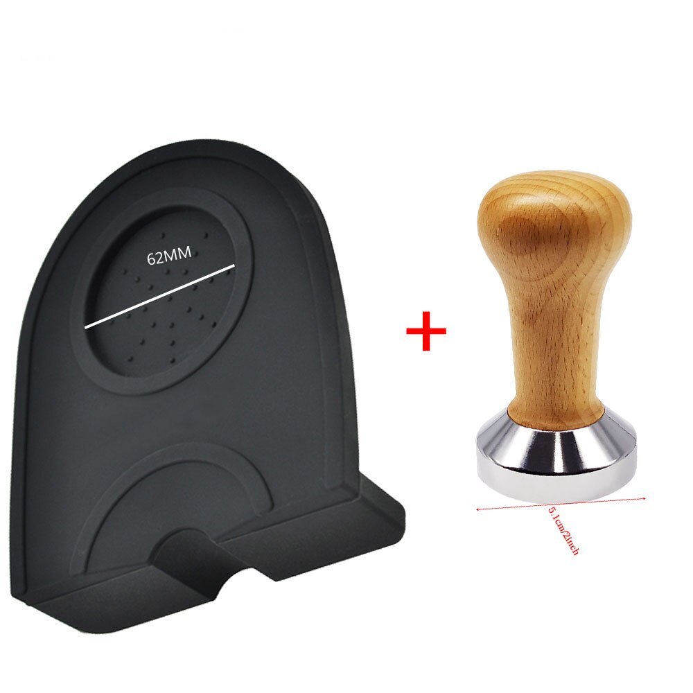 Espresso Koffie Tamper voor Barista Platte Stalen Base Koffieboon Pers Koffie Grind 51mm Siliconen Mat