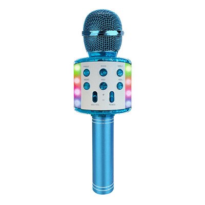 Draadloze Bluetooth Karaoke Microfoon Draagbare Handheld Speaker Home Ktv Speler Met Led Dance Lichten Opname Functie Voor Kid: Blue