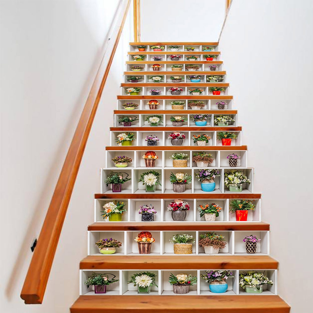 13 Teile/satz 3D Diy Treppen Aufkleber Abnehmbare Selbst Klebe Boden Schritt Treppe Poster Wasserdichte Pvc Aufkleber Hause Dekoration