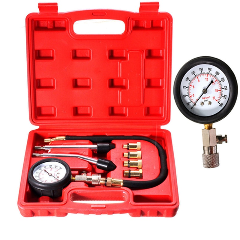 8pcs/box Motor Auto Petrol Engine Cylinder Pressure Gauge Diagnostic Tool Compression Tester Set Rapid Type Tester Kit Car Tools