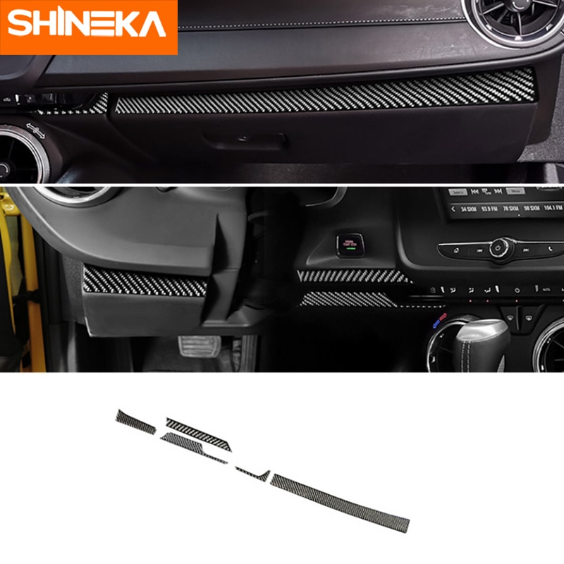 Shineka interiörlister för chevrolet camaro tillbehör kolfiber bil instrumentbräda ramskydd för camaro