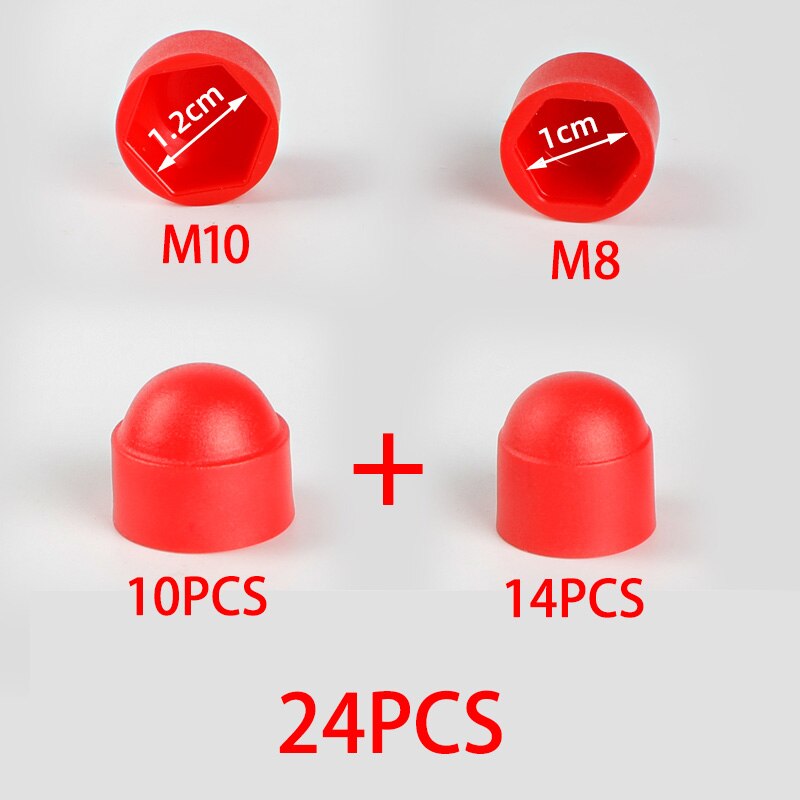 Auto Wheel Nut Bolt Head Cover Cap Protective Bolt M8 M10 Caps Stem case for Toyota avensis auris hilux Corolla Camry RAV4: 24pcs red