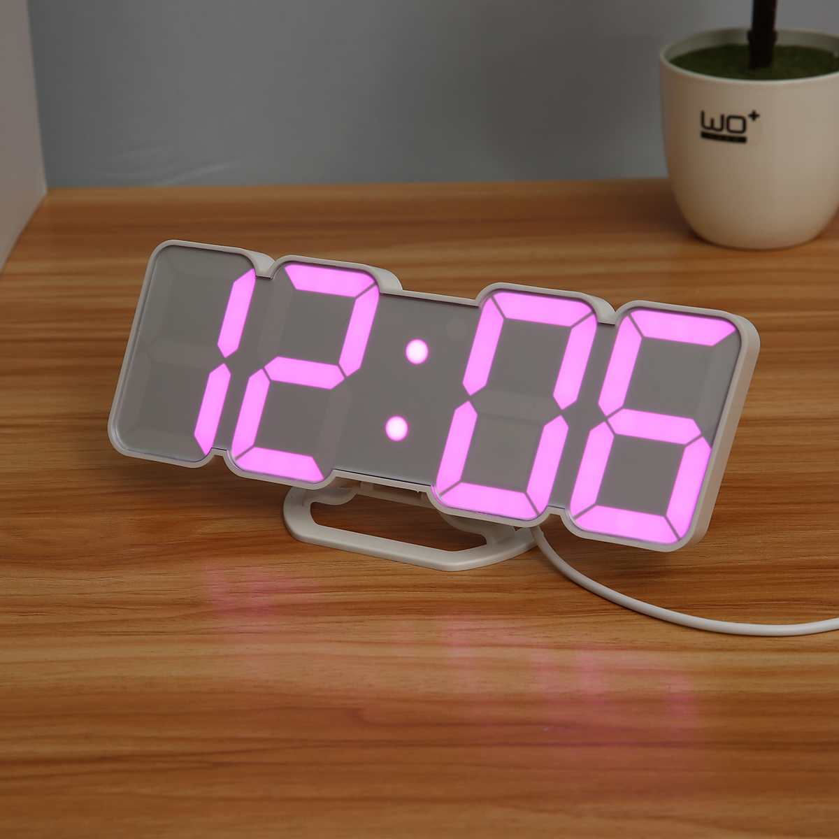 115 RGB Color 3D LED Digital Clock Wall Clock Snooze Desk Alarm Clocks 12/24 Hour Calendar Thermometer Voice Remote Controller