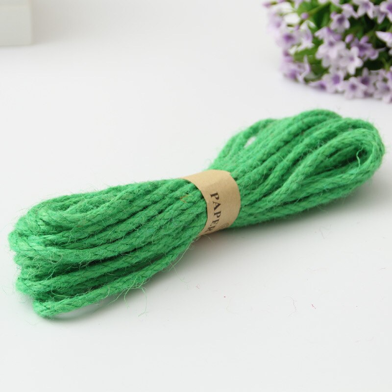 6mm naturalna juta sznurka pasek z juty liny konopne strona sznureczki do pakowania prezentów ślubnych nici DIY Craft wykonany ręcznie dekoracyjny Pet drapanie: green