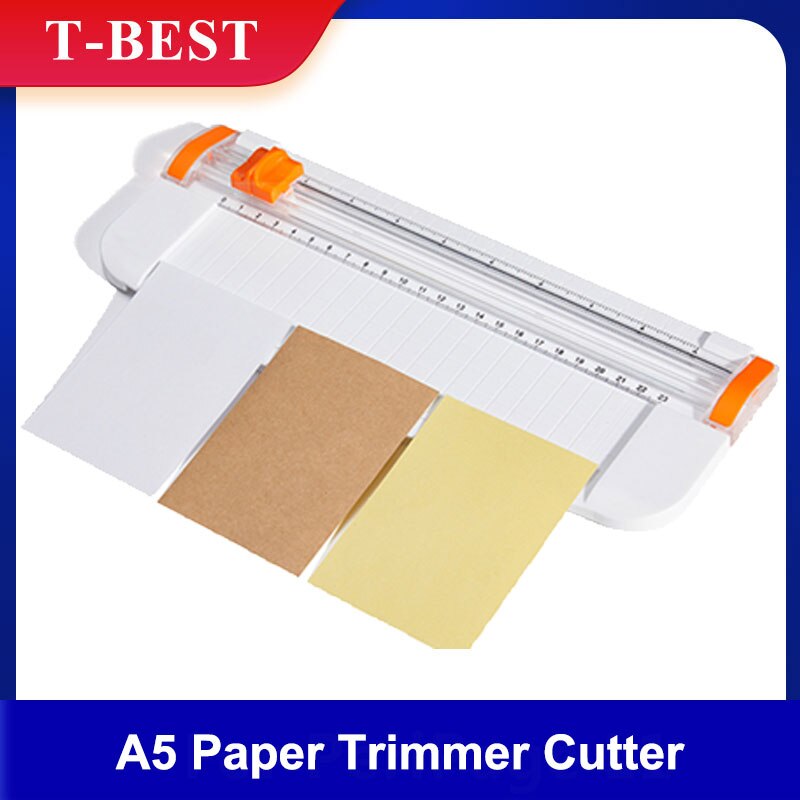 A5 Paper Trimmer Cutter Desktop Paper Cutting Machine w/ Security Cutter Head Auxiliary Side Ruler for Craft Paper Photos Cards