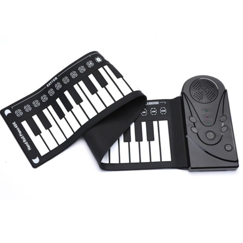 49 näppäintä taitettava joustava piano usb midi ulostulo silikoni joustava näppäimistö elektroniset pianot aloittelija väline: Musta