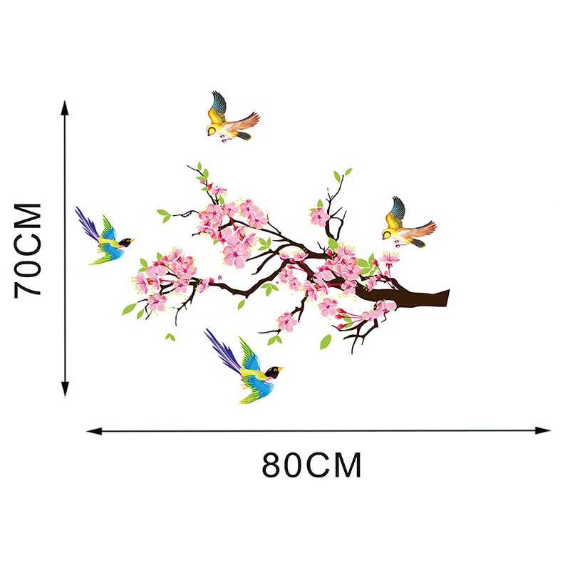 Cherry Flying Birds Wall Stickers Home Nursery Window Decor Removable Room Wallpaper For Kids Living Room Decals Decoration: B left