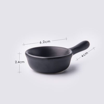 ANTOWALL Solid Ceramic soy sauce dish ketchup mustard jam single handle small dish home restaurant fun colorful snack saucer: black S