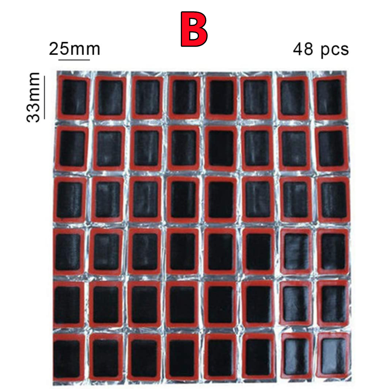 96/48PCS Rubber Puncture Patches Bicycle Tire Tyre Tube Repair Cycle Patch Kit No Glue Bicycle Inner Tube Puncture Repair Tools: black