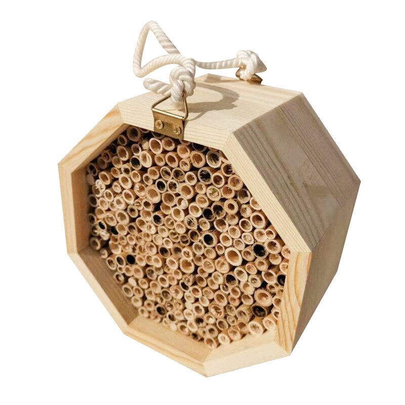 Handmade Natural Bamboo Bee Hive Mason Bee House Attracts Peaceful Bee Pollinators for the Garden: Default Title