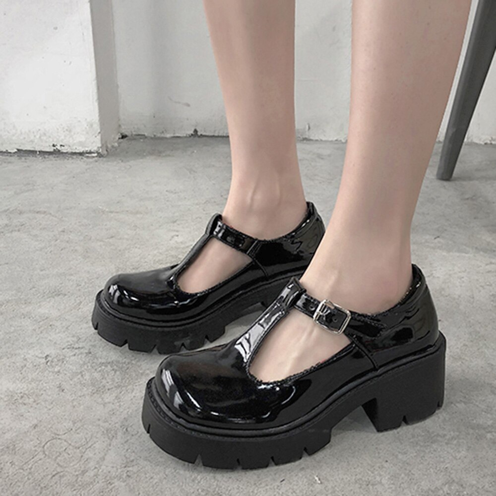Lolita Platform shoes Wedges Leather shoes women Mary Jane shoes women's Round Toe high heels retro platform shoes Lady Pumps: 2089 / 8