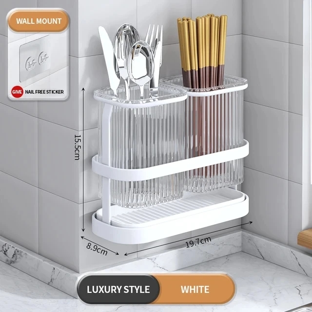 Porte-couverts de cuisine, rangement pour baguettes T1 Évier à couverts, Porte-baguettes Cuillère Fourchette Égouttoir T1: jaune clair