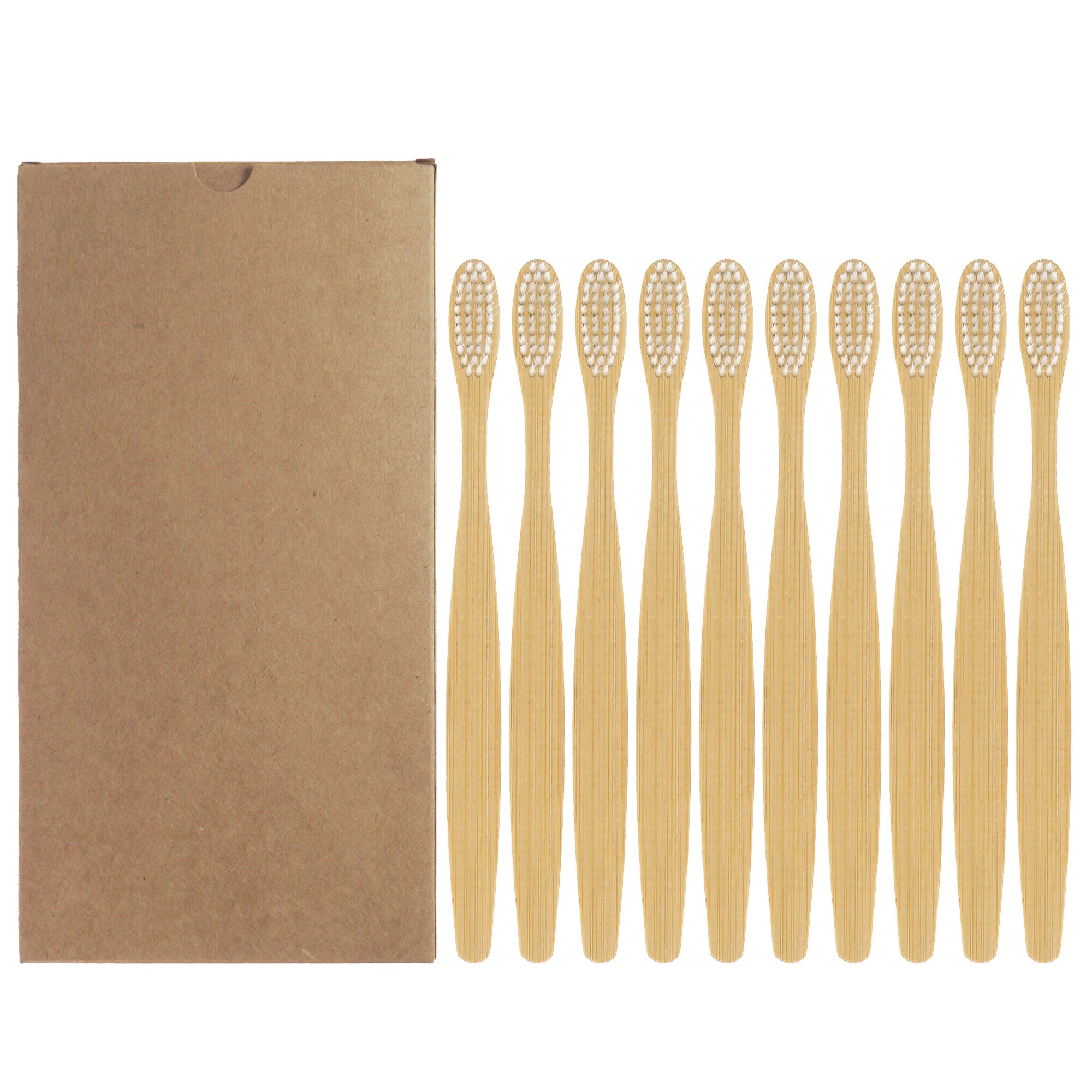 Lot de 10 brosses à dents en bambou naturel, soies souples colorées, pour le blanchissement des dents, soins dentaires: 10PCS White